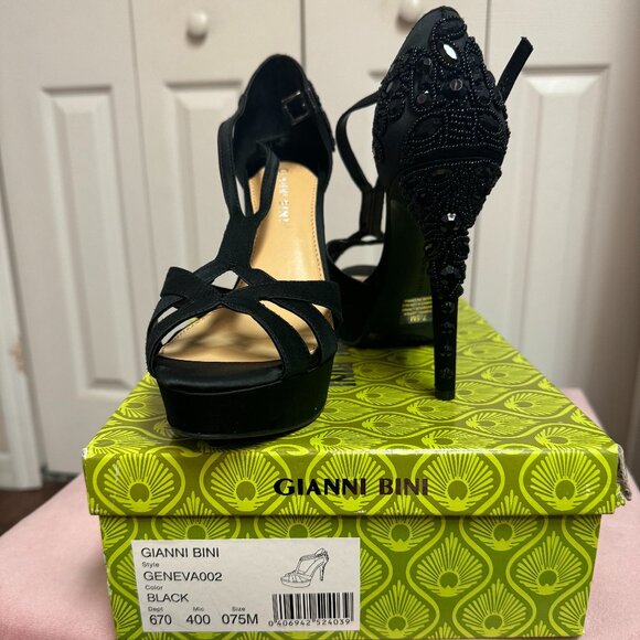 Gianni Bini Black Geneva Heels US 7.5 - Picture 1 of 7
